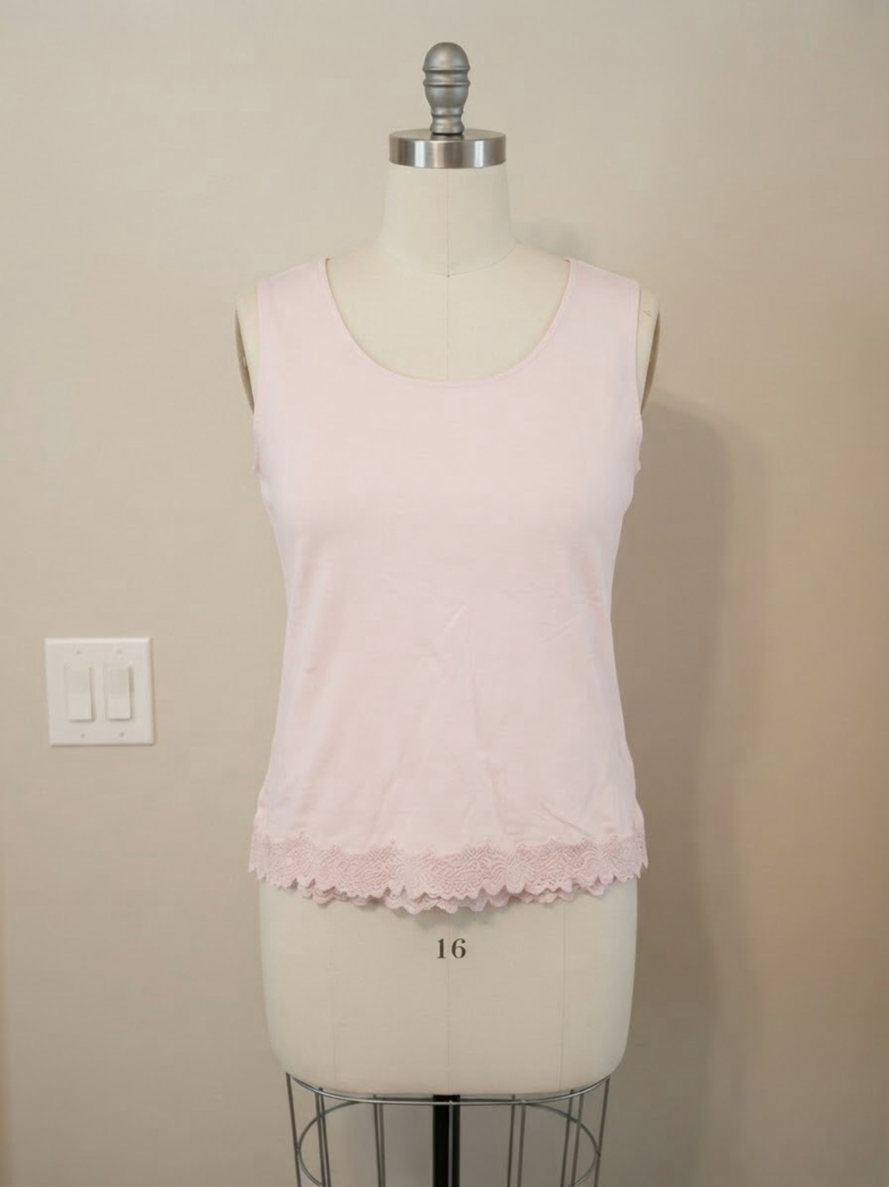 Coldwater Creek Pale Pink Lace-Hem Sleeveless Tank